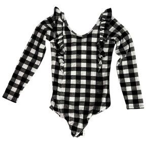 Remie Girl Black White Ruffle Bodysuit 6-7